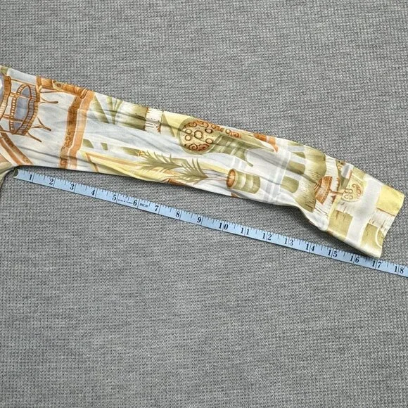 Vintage 70s Long Sleeve Collared Shirt With Retro Interior Design Print Size 7/8 - Picture 10 of 11